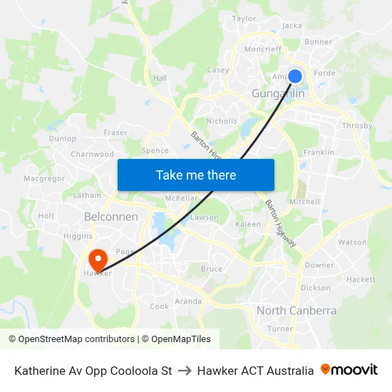 Katherine Av Opp Cooloola St to Hawker ACT Australia map