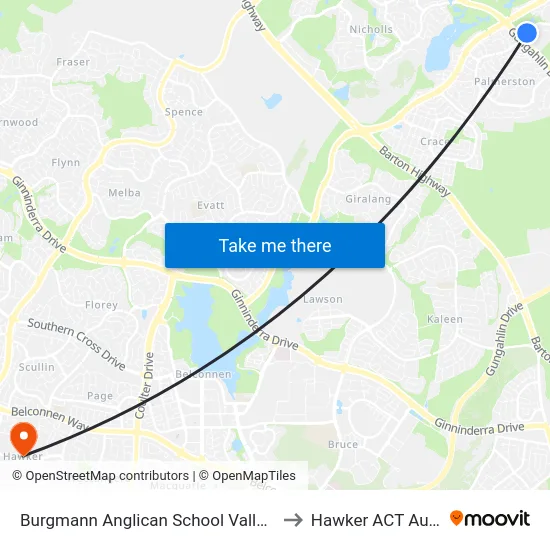 Burgmann Anglican School Valley Campus to Hawker ACT Australia map