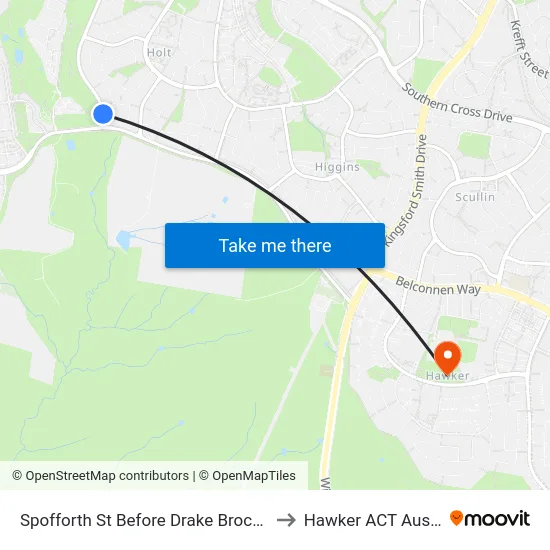 Spofforth St Before Drake Brockman Dr to Hawker ACT Australia map