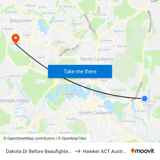 Dakota Dr Before Beaufighter St to Hawker ACT Australia map