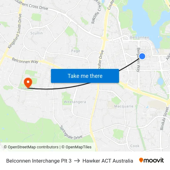 Belconnen Interchange Plt 3 to Hawker ACT Australia map
