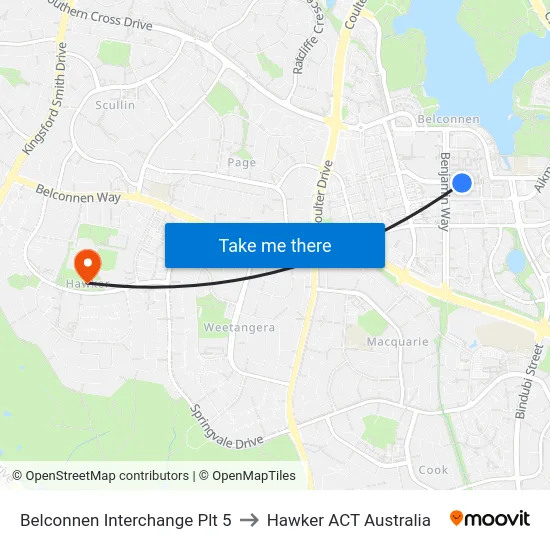 Belconnen Interchange Plt 5 to Hawker ACT Australia map