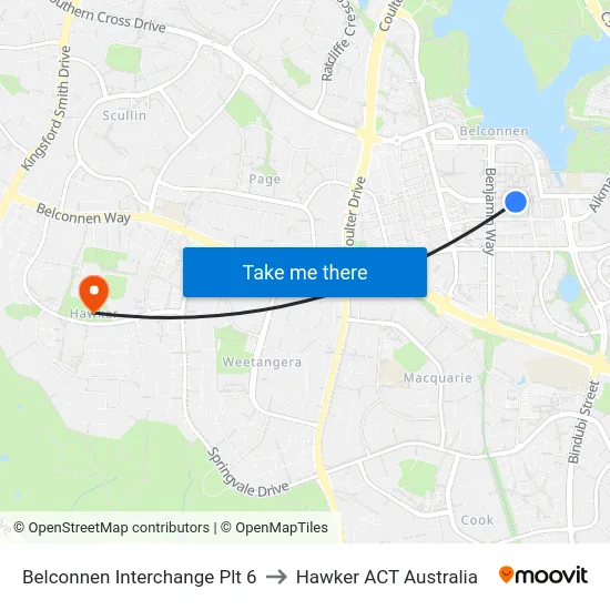 Belconnen Interchange Plt 6 to Hawker ACT Australia map