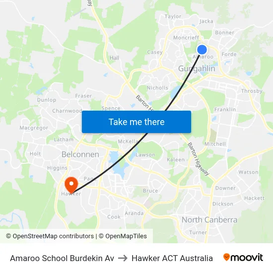 Amaroo School Burdekin Av to Hawker ACT Australia map