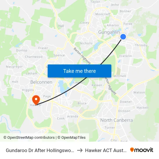 Gundaroo Dr After Hollingsworth St to Hawker ACT Australia map