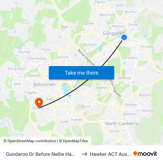 Gundaroo Dr Before Nellie Hamilton Av to Hawker ACT Australia map