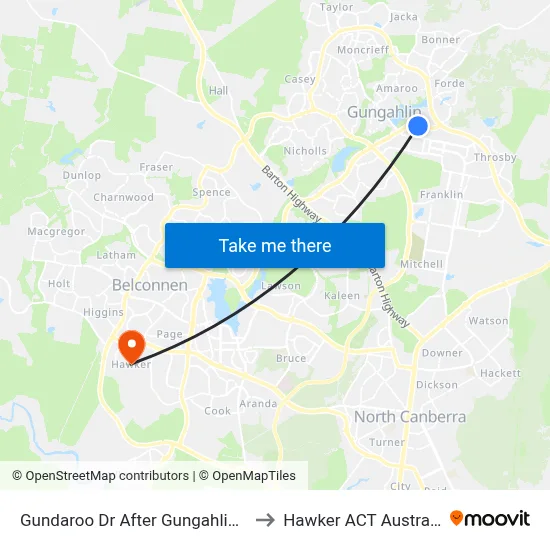 Gundaroo Dr After Gungahlin Pl to Hawker ACT Australia map