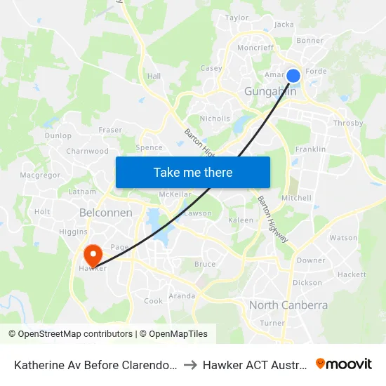 Katherine Av Before Clarendon St to Hawker ACT Australia map