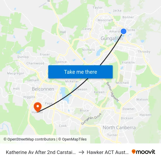 Katherine Av After 2nd Carstairs Cct to Hawker ACT Australia map
