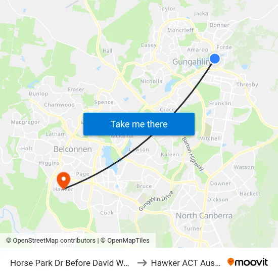 Horse Park Dr Before David Walsh Av to Hawker ACT Australia map