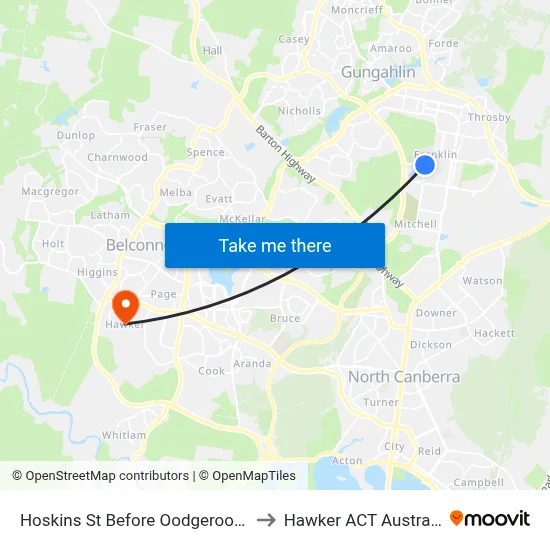 Hoskins St Before Oodgeroo Av to Hawker ACT Australia map