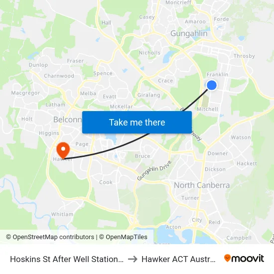 Hoskins St After Well Station Dr to Hawker ACT Australia map
