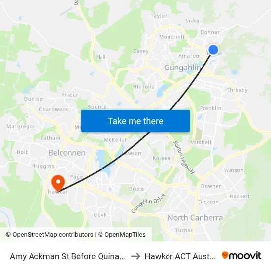 Amy Ackman St Before Quinane Av to Hawker ACT Australia map