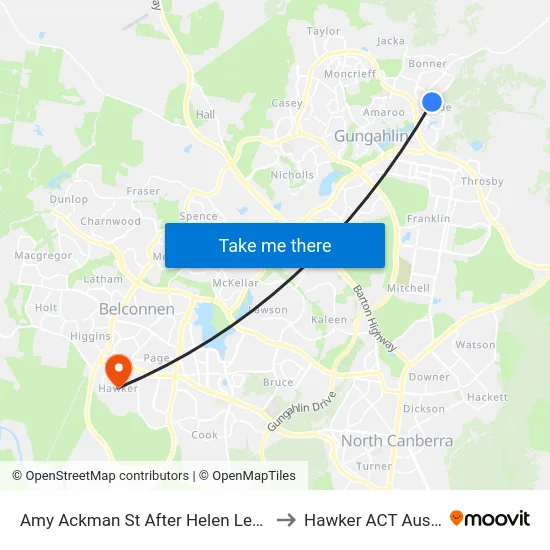 Amy Ackman St After Helen Leonard Cr to Hawker ACT Australia map