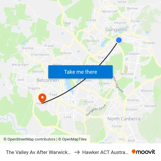 The Valley Av After Warwick St to Hawker ACT Australia map