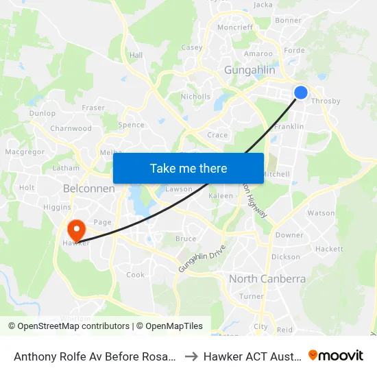 Anthony Rolfe Av Before Rosanna St to Hawker ACT Australia map