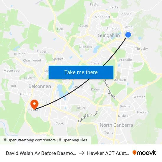 David Walsh Av Before Desmond Ln to Hawker ACT Australia map