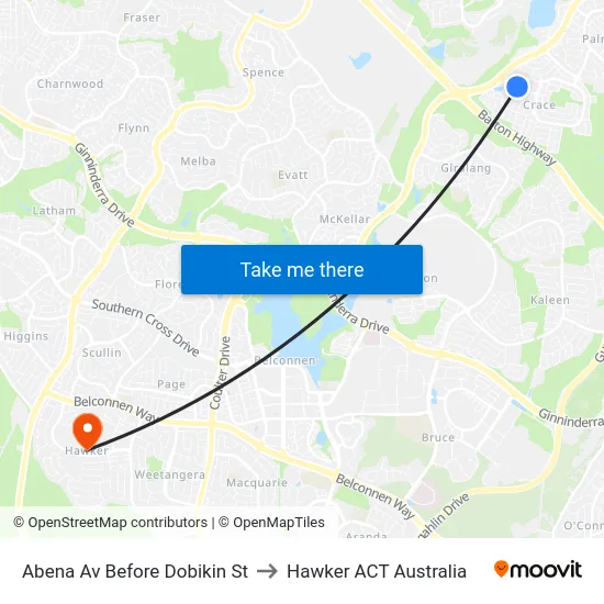 Abena Av Before Dobikin St to Hawker ACT Australia map
