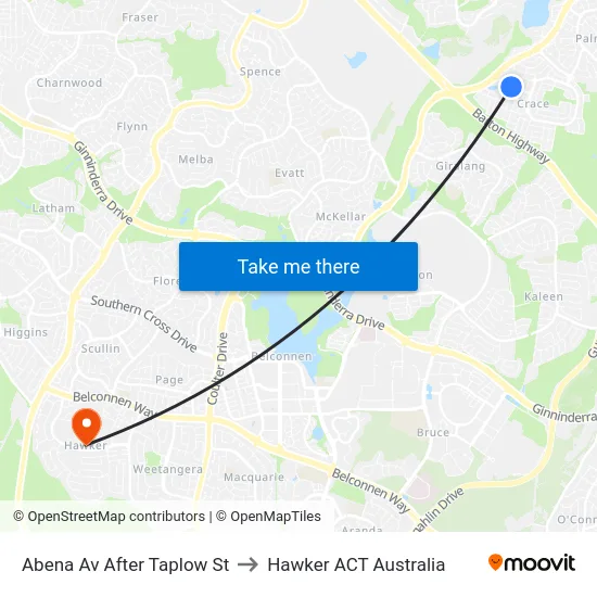 Abena Av After Taplow St to Hawker ACT Australia map