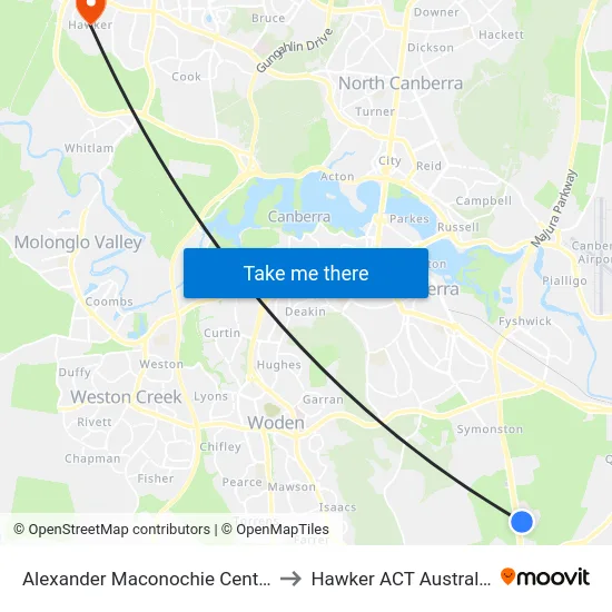 Alexander Maconochie Centre to Hawker ACT Australia map