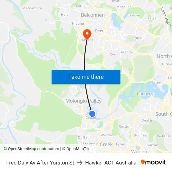 Fred Daly Av After Yorston St to Hawker ACT Australia map