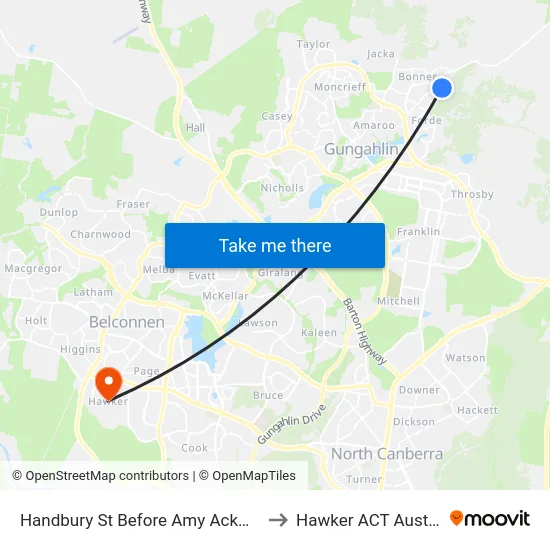 Handbury St Before Amy Ackman St to Hawker ACT Australia map