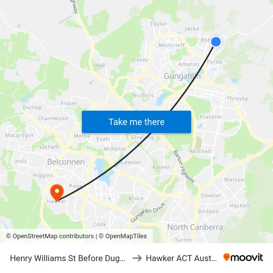 Henry Williams St Before Duguid St to Hawker ACT Australia map