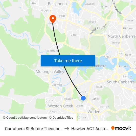 Carruthers St Before Theodore St to Hawker ACT Australia map