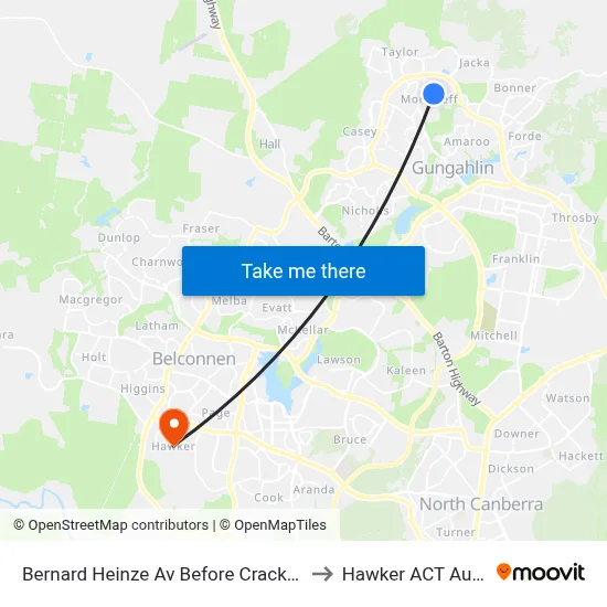 Bernard Heinze Av Before Crackajack Way to Hawker ACT Australia map