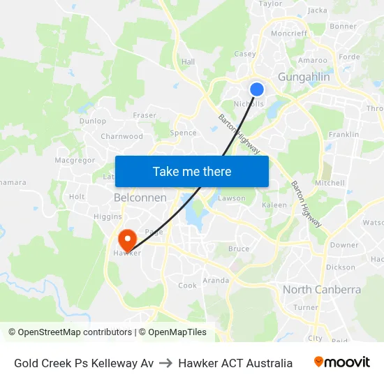 Gold Creek Ps Kelleway Av to Hawker ACT Australia map