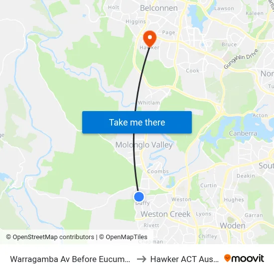 Warragamba Av Before Eucumbene Dr to Hawker ACT Australia map