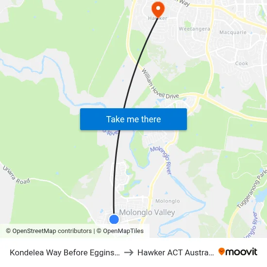 Kondelea Way Before Eggins St to Hawker ACT Australia map