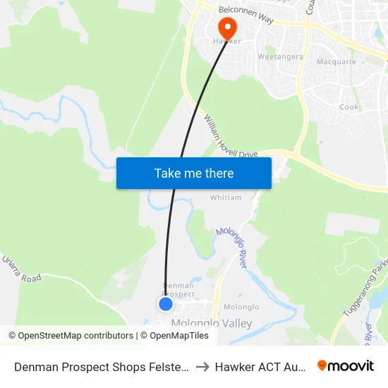 Denman Prospect Shops Felstead Vista to Hawker ACT Australia map