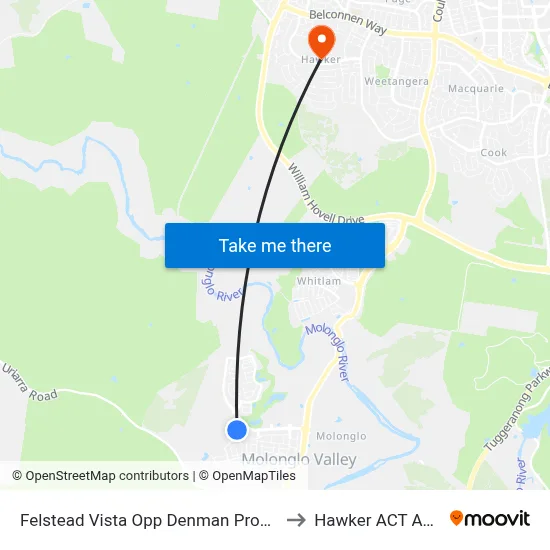 Felstead Vista Opp Denman Prospect Shops to Hawker ACT Australia map