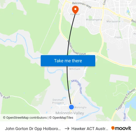 John Gorton Dr Opp Holborow Av to Hawker ACT Australia map