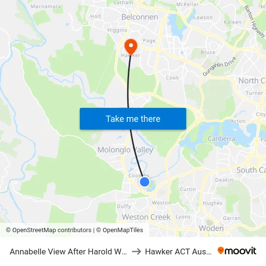 Annabelle View After Harold White Av to Hawker ACT Australia map