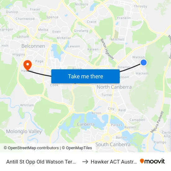 Antill St Opp Old Watson Terminus to Hawker ACT Australia map