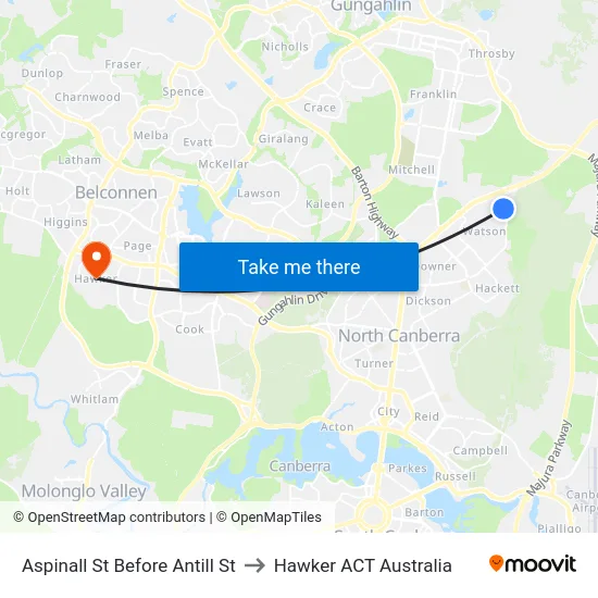 Aspinall St Before Antill St to Hawker ACT Australia map