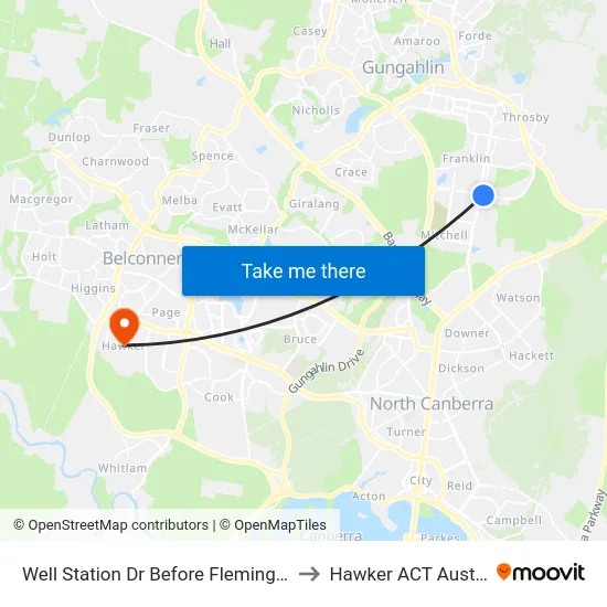 Well Station Dr Before Flemington Rd to Hawker ACT Australia map