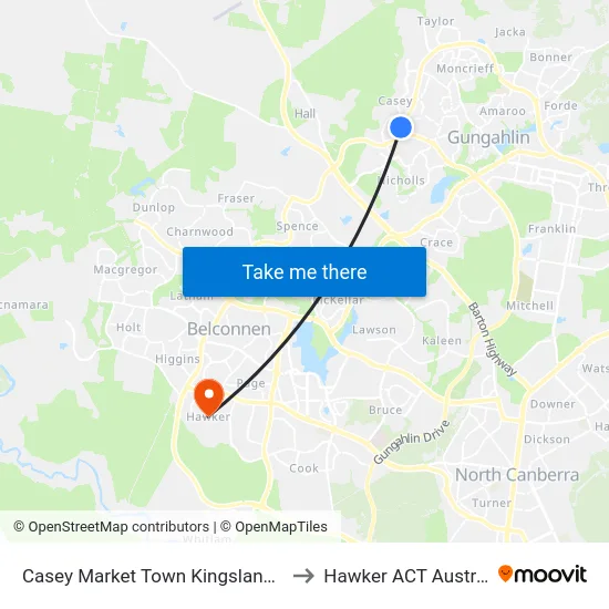 Casey Market Town Kingsland Pde to Hawker ACT Australia map