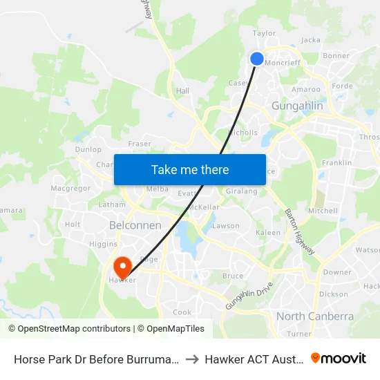 Horse Park Dr Before Burrumarra Av to Hawker ACT Australia map