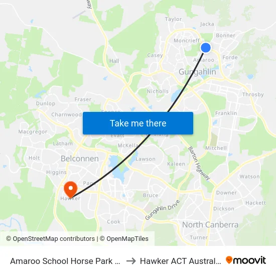 Amaroo School Horse Park Dr to Hawker ACT Australia map