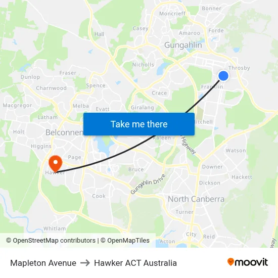 Mapleton Avenue to Hawker ACT Australia map