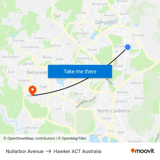 Nullarbor Avenue to Hawker ACT Australia map