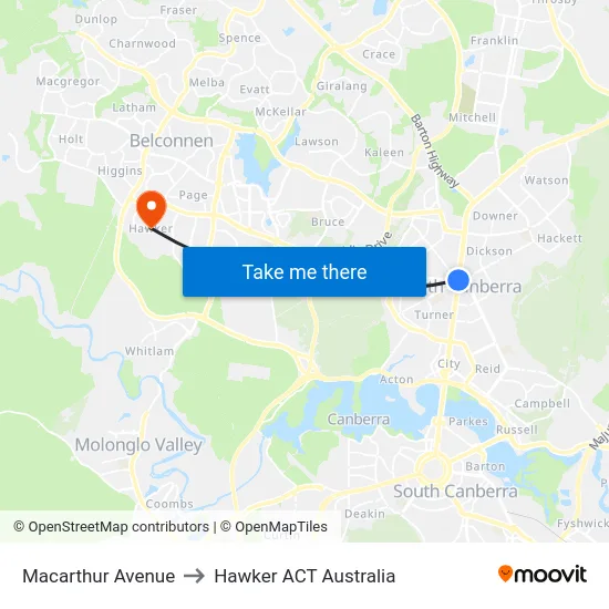 Macarthur Avenue to Hawker ACT Australia map