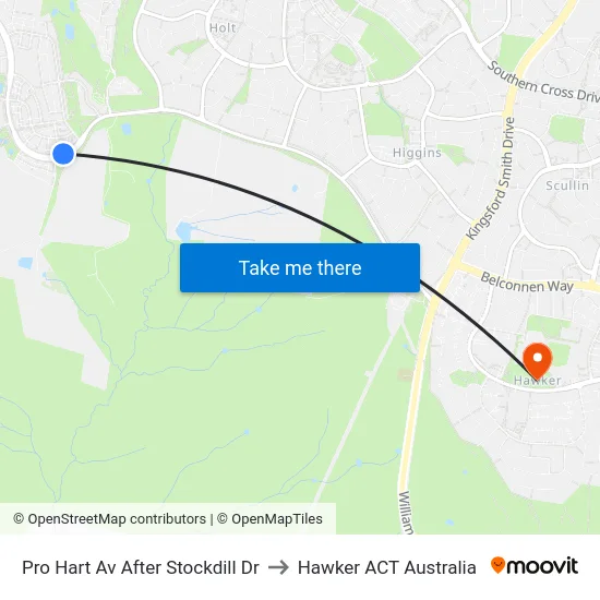 Pro Hart Av After Stockdill Dr to Hawker ACT Australia map