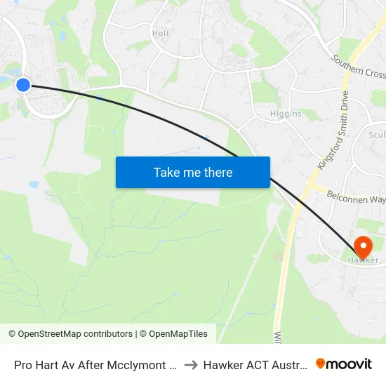 Pro Hart Av After Mcclymont Way to Hawker ACT Australia map
