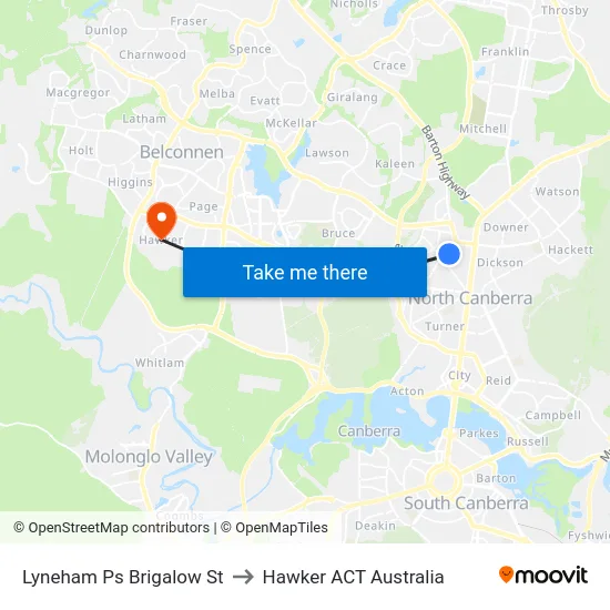 Lyneham Ps Brigalow St to Hawker ACT Australia map