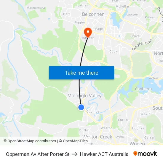 Opperman Av After Porter St to Hawker ACT Australia map