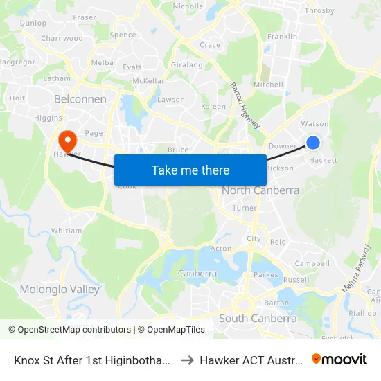 Knox St After 1st Higinbotham St to Hawker ACT Australia map